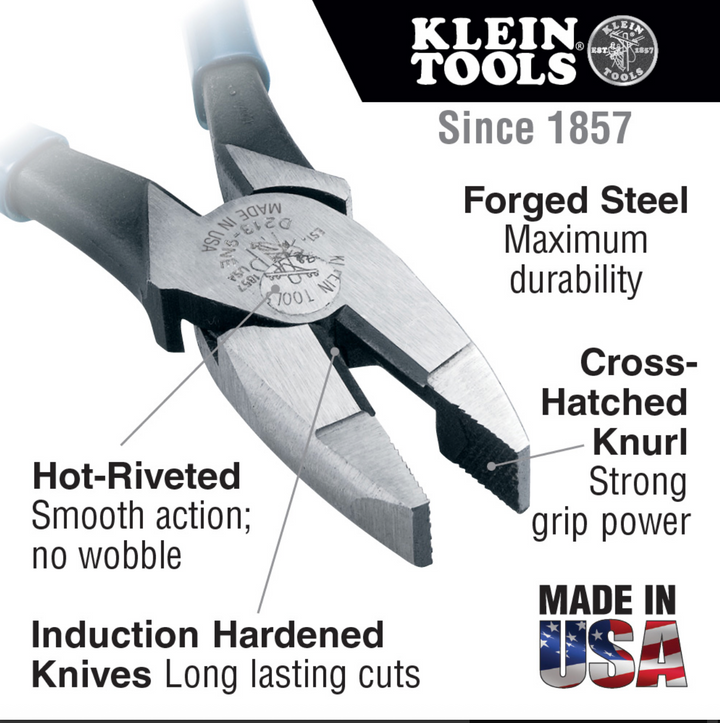 D2000-9NE Heavy-Duty Lineman's Pliers, Thicker-Dipped Handle