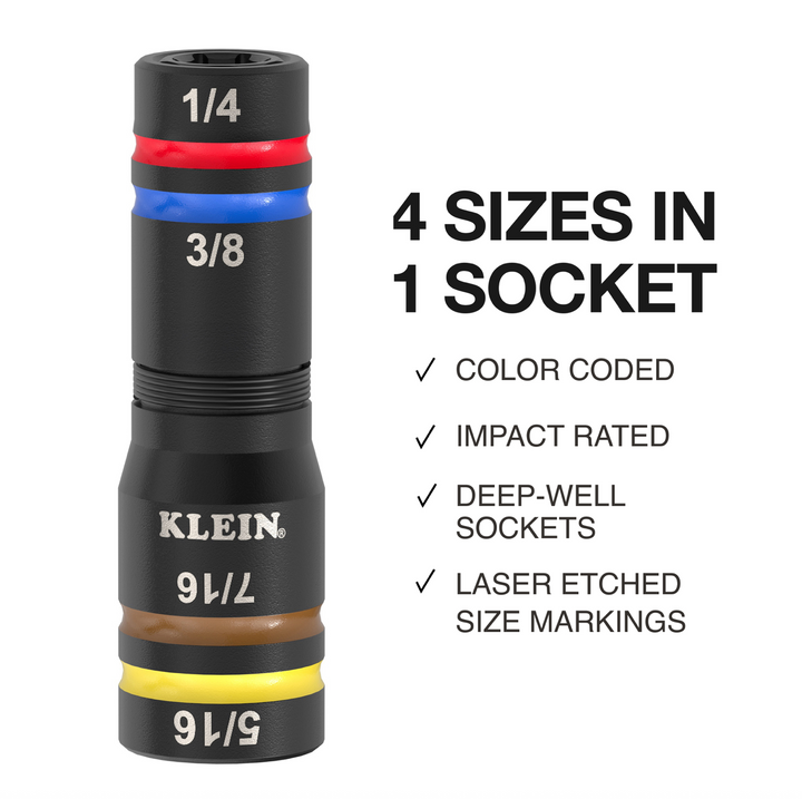 656QS KNECT™ Quad-24 Heavy-Duty Impact Flip Sockets, SAE and Metric, 9-Piece