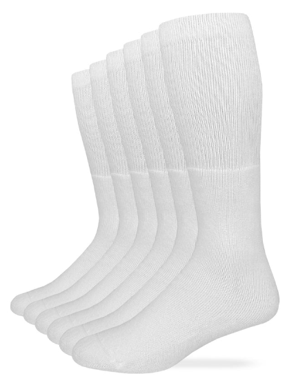 Cotton Tube Socks 6 Pair Bag