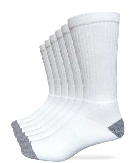 Cotton Crew Work Socks 6 Pair Bag