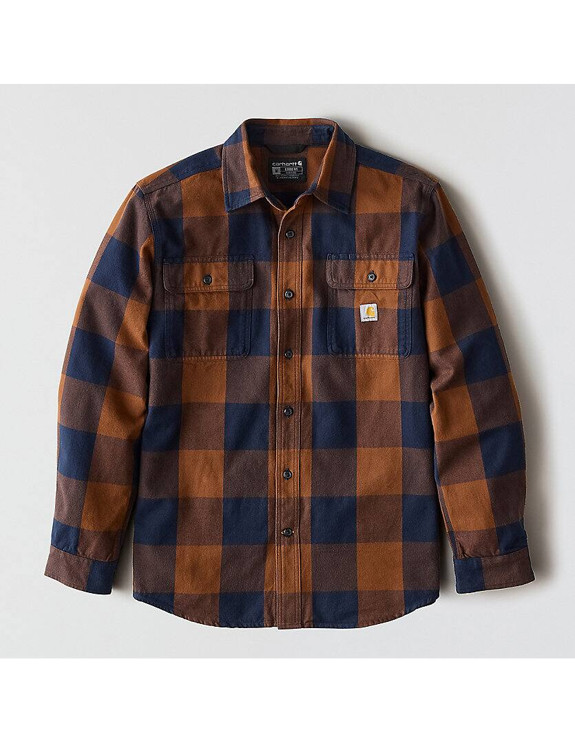 107013 Loose Fit Heavyweight Flannel Long-Sleeve Plaid Shirt