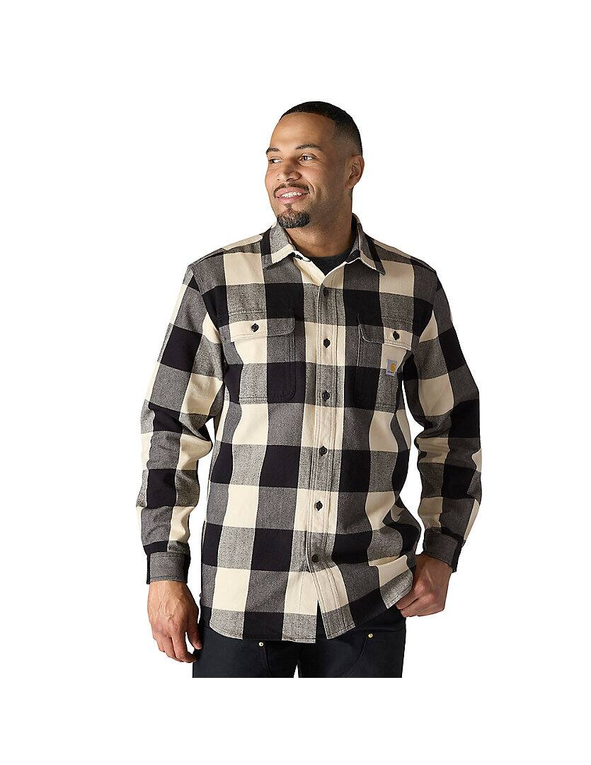 107013 Loose Fit Heavyweight Flannel Long-Sleeve Plaid Shirt