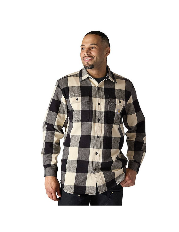 107013 Loose Fit Heavyweight Flannel Long-Sleeve Plaid Shirt
