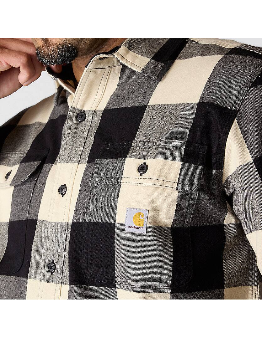 107013 Loose Fit Heavyweight Flannel Long-Sleeve Plaid Shirt