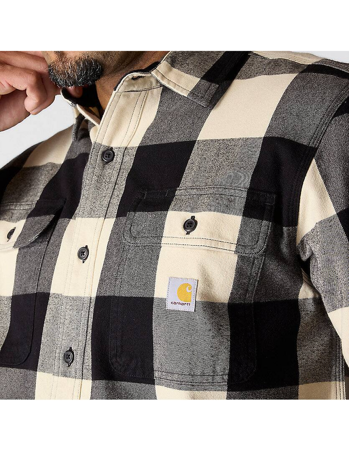 107013 Loose Fit Heavyweight Flannel Long-Sleeve Plaid Shirt