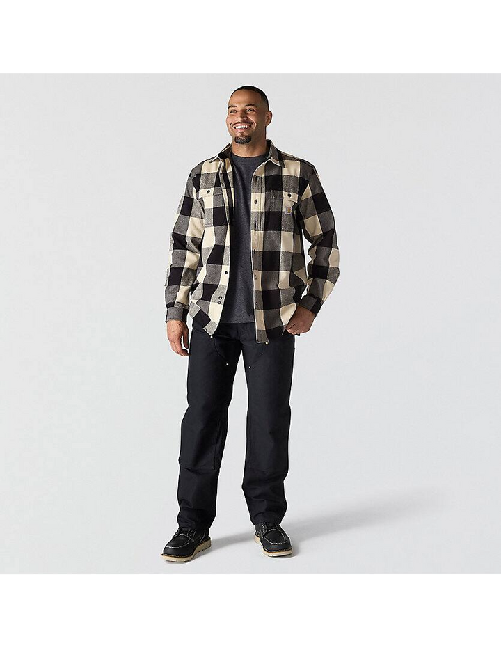 107013 Loose Fit Heavyweight Flannel Long-Sleeve Plaid Shirt