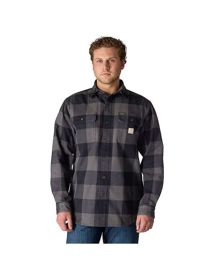 107013 Loose Fit Heavyweight Flannel Long-Sleeve Plaid Shirt