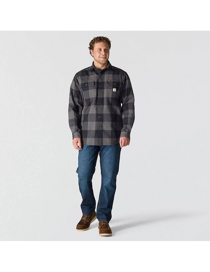 107013 Loose Fit Heavyweight Flannel Long-Sleeve Plaid Shirt