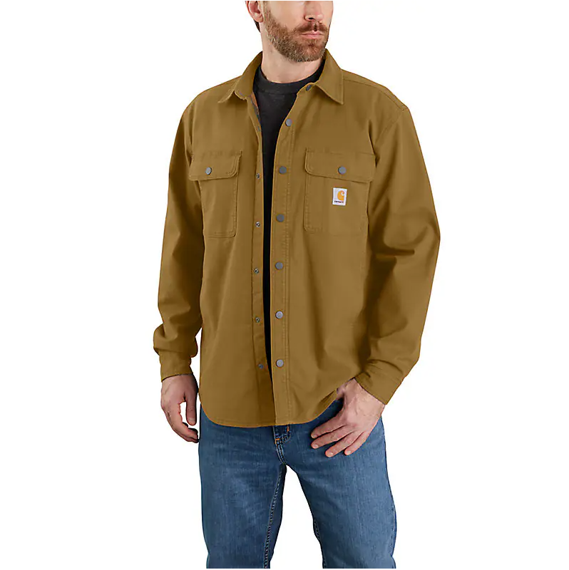 105419 RUGGED FLEX® RELAXED FIT CANVAS FLEECE-LINED SHIRT JAC