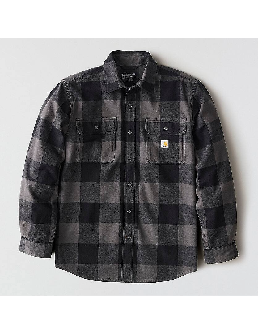 107013 Loose Fit Heavyweight Flannel Long-Sleeve Plaid Shirt