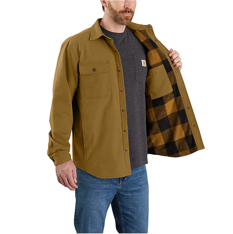 105419 RUGGED FLEX® RELAXED FIT CANVAS FLEECE-LINED SHIRT JAC