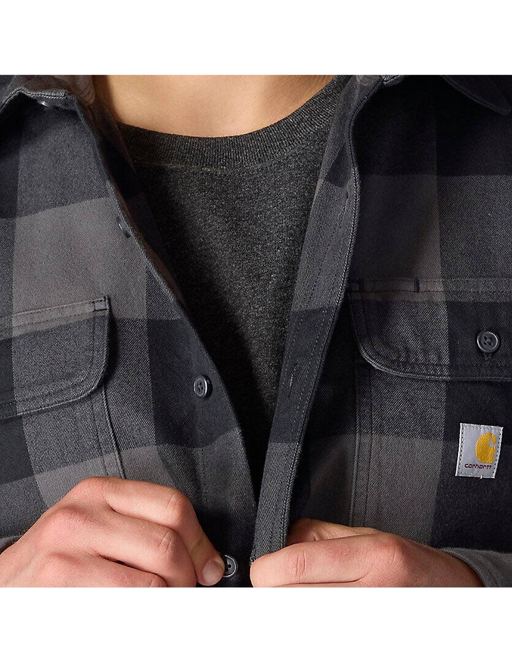 107013 Loose Fit Heavyweight Flannel Long-Sleeve Plaid Shirt
