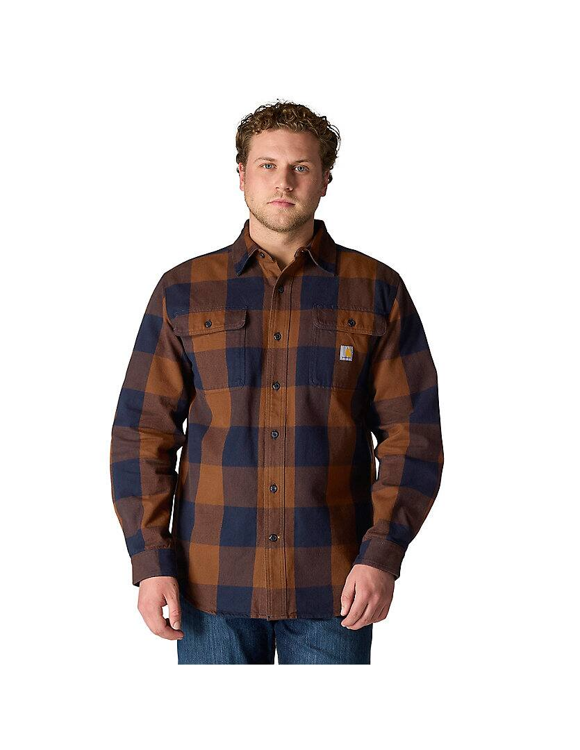107013 Loose Fit Heavyweight Flannel Long-Sleeve Plaid Shirt