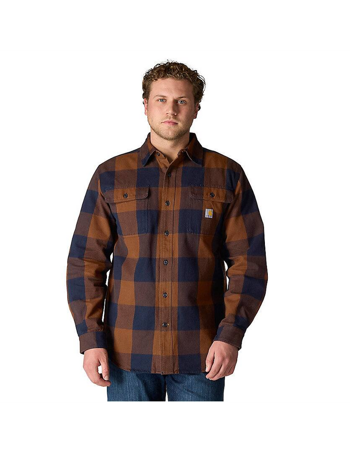 107013 Loose Fit Heavyweight Flannel Long-Sleeve Plaid Shirt