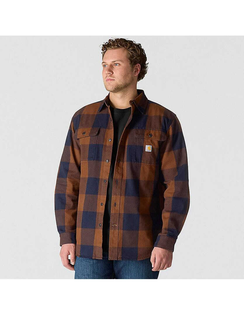 107013 Loose Fit Heavyweight Flannel Long-Sleeve Plaid Shirt