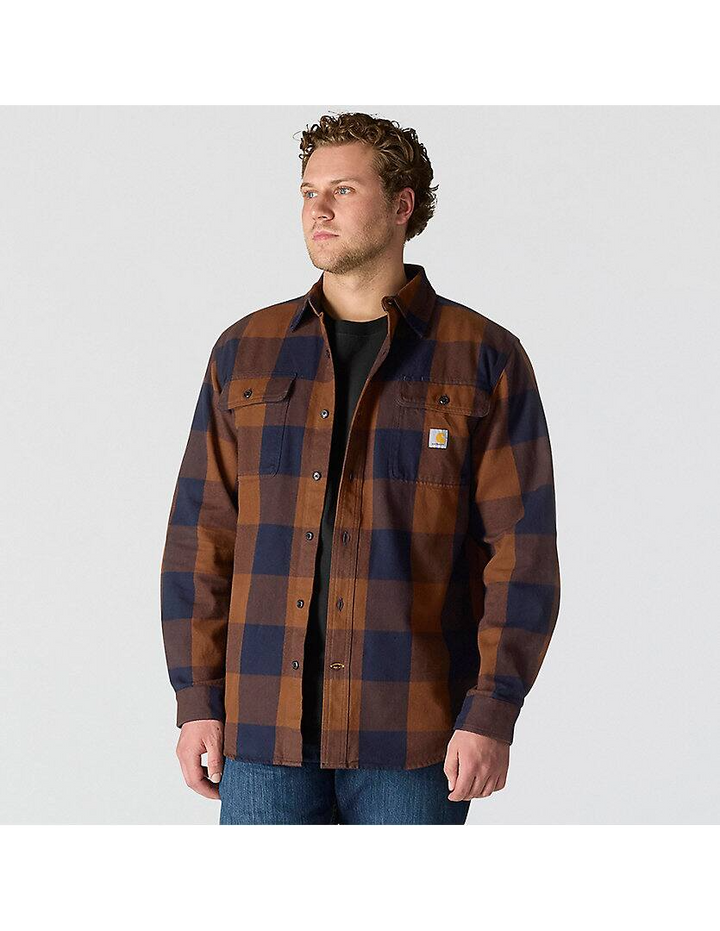 107013 Loose Fit Heavyweight Flannel Long-Sleeve Plaid Shirt