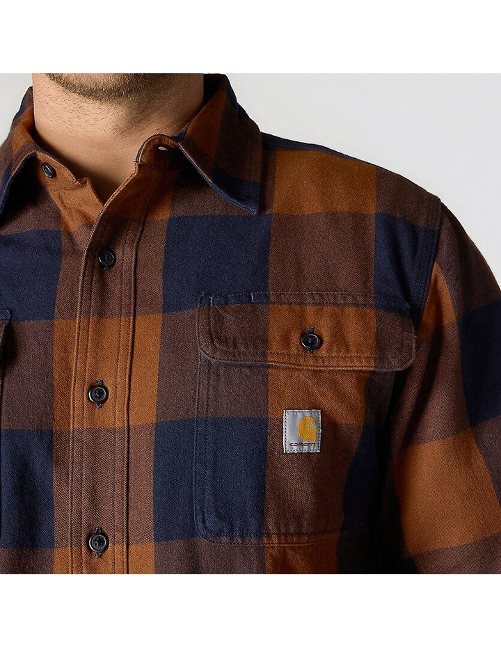 107013 Loose Fit Heavyweight Flannel Long-Sleeve Plaid Shirt